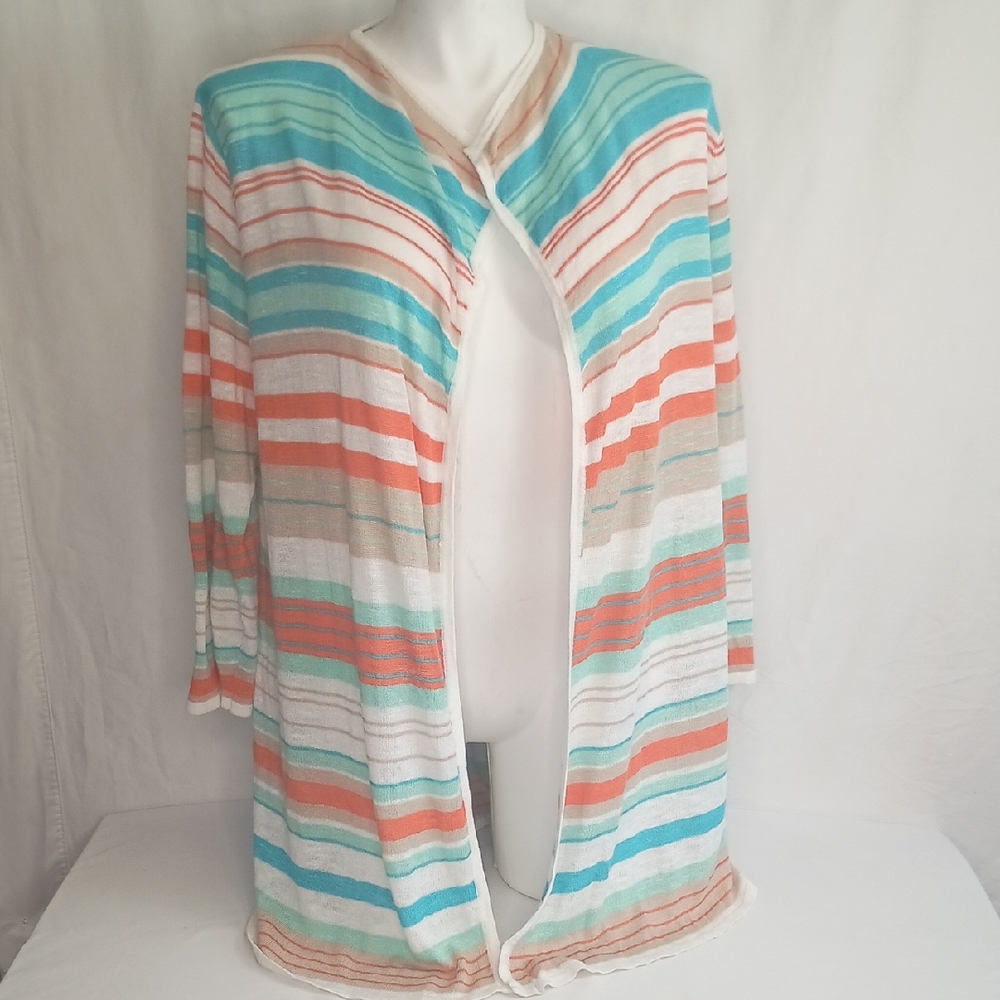 Women's Size XL Linen Cardigan Vacation Beach Coastal - Picture 12 of 12